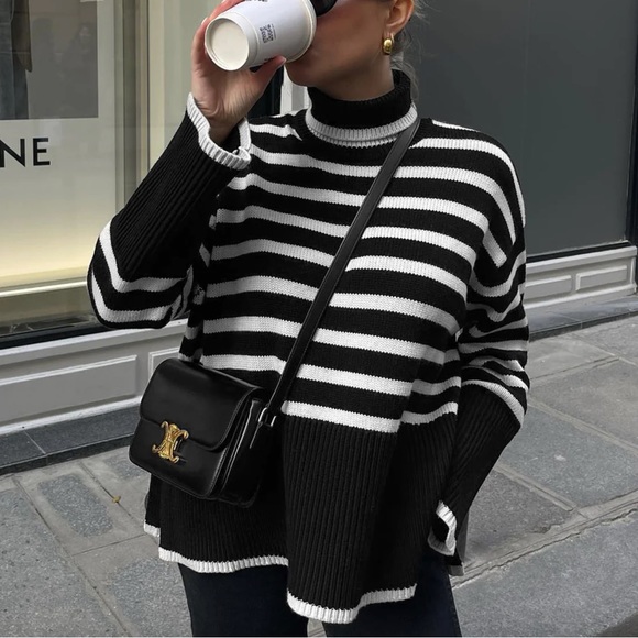 Commense Parisian Stripe Mock Neck Sweater. Only worn once. - Picture 3 of 8